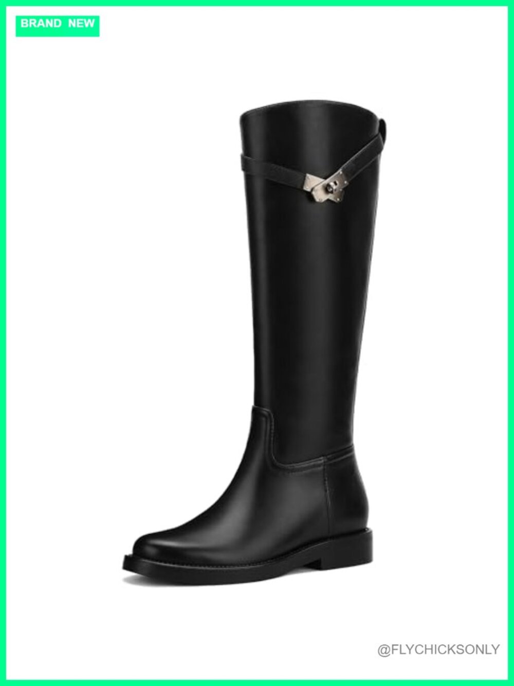 Knee High Boots Faux Leather Wide Calf Low Heel Round Toe Pull On